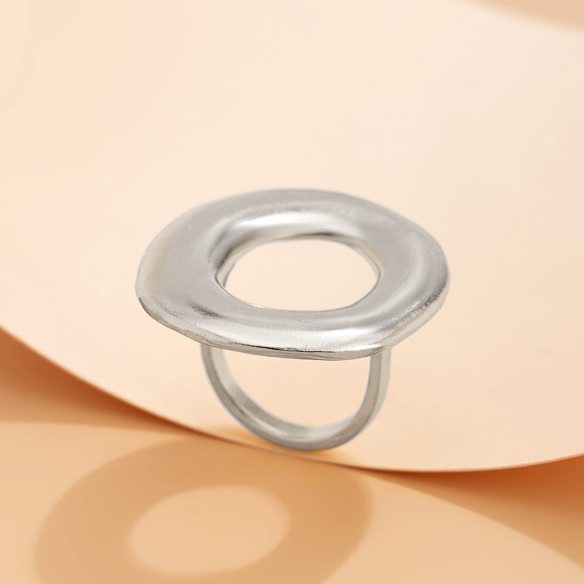 Minimalist Chunky Gold Silver Tone O Shaped Ring