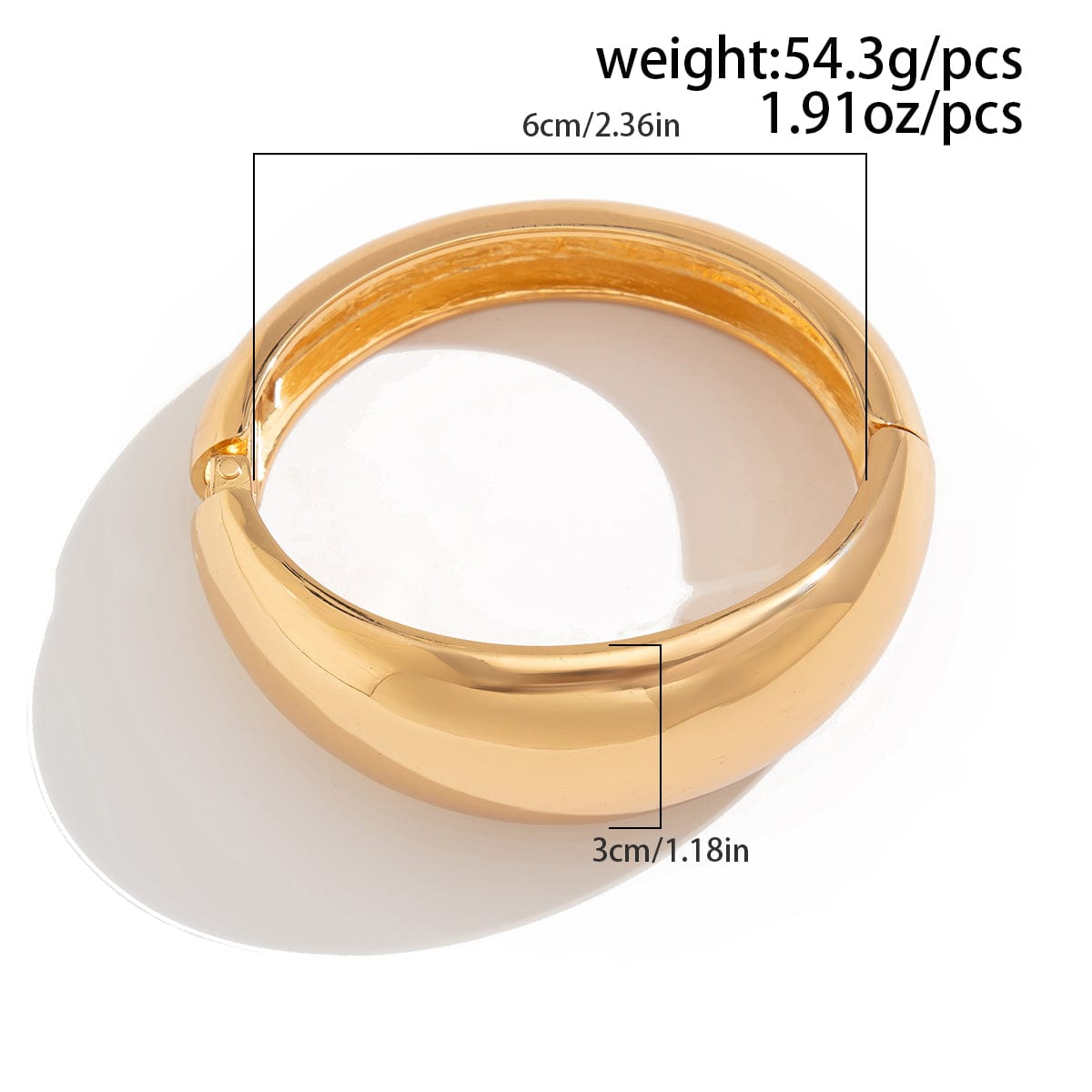 Minimalist Chunky Gold Tone Glossy Bangle Bracelet