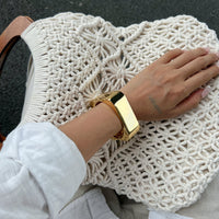 Thumbnail for Minimalist Chunky Gold Tone Square Resin Bangle Bracelet Set - ArtGalleryZen