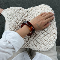 Thumbnail for Minimalist Chunky Gold Tone Square Resin Bangle Bracelet Set - ArtGalleryZen