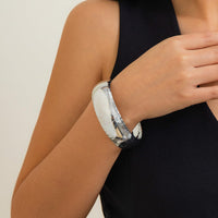 Thumbnail for Minimalist Chunky Snake Pattern Open Wide Cuff Bangle Bracelet