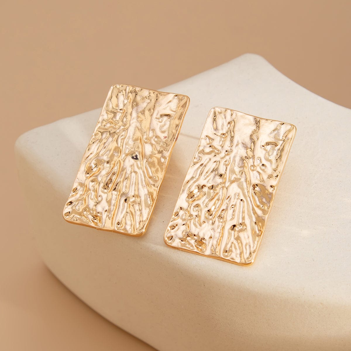 Minimalist Chunky Textured Square Stud Earrings - ArtGalleryZen