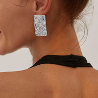 Thumbnail for Minimalist Chunky Textured Square Stud Earrings - ArtGalleryZen