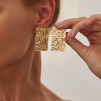 Thumbnail for Minimalist Chunky Textured Square Stud Earrings - ArtGalleryZen