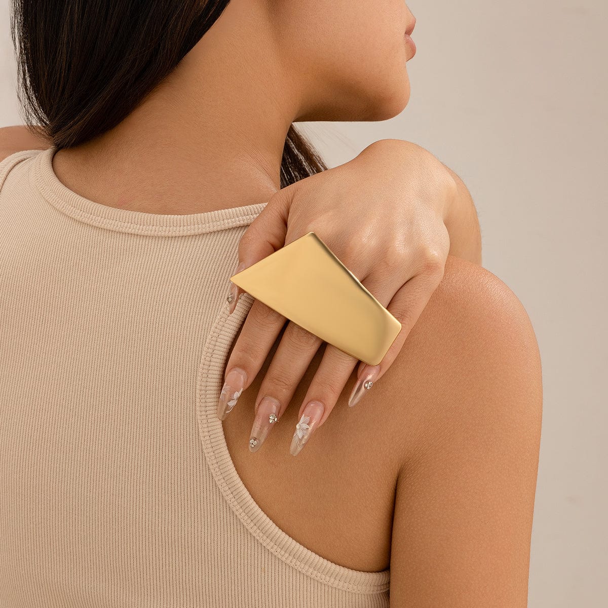 Minimalist Chunky Trapezoid Double Finger Ring