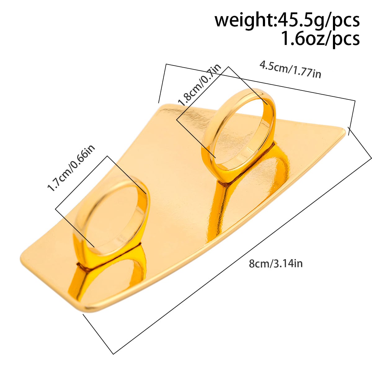 Minimalist Chunky Trapezoid Double Finger Ring