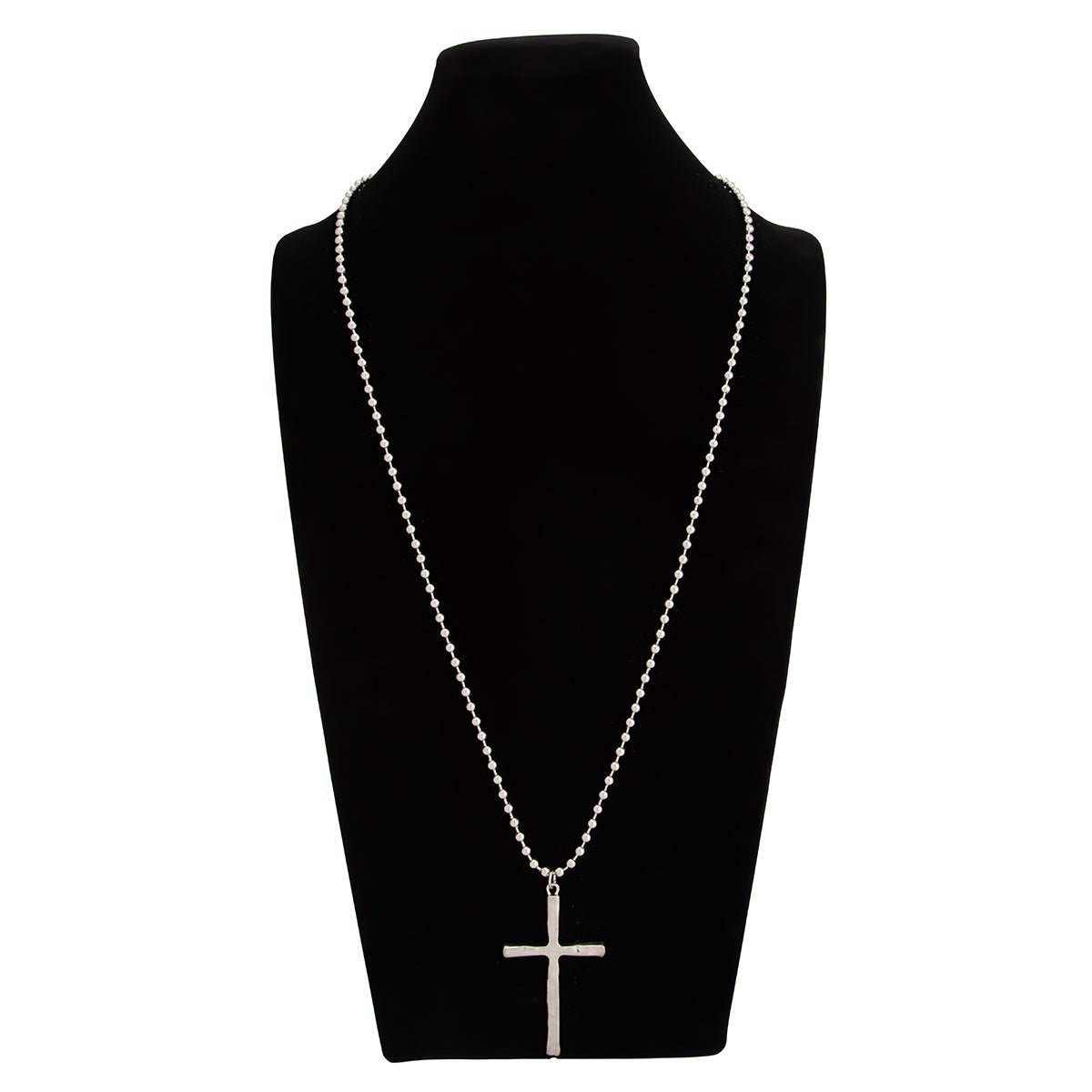 Minimalist Cross Pendant Long Ball Chain Necklace - ArtGalleryZen