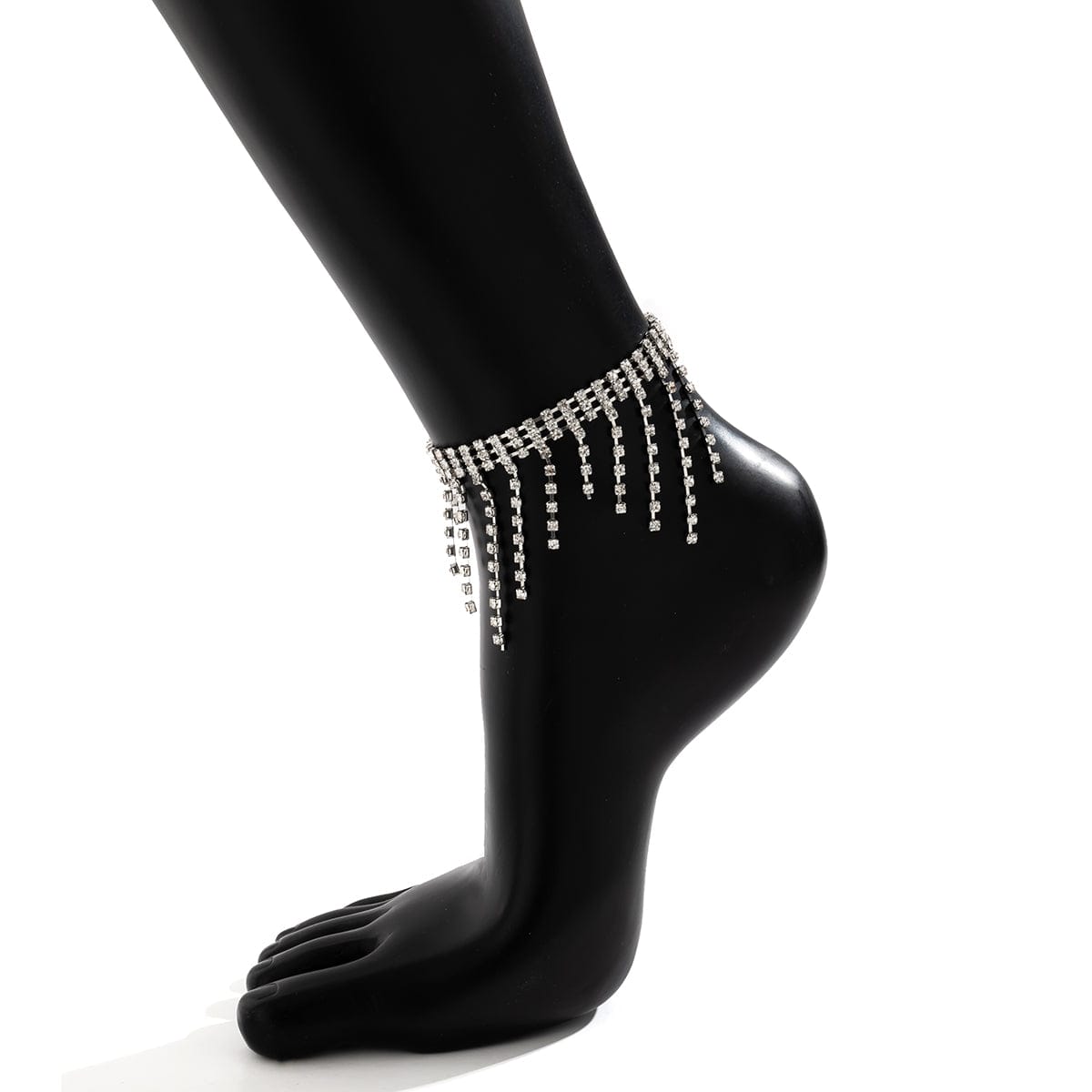 Minimalist Crystal Box Chain Tassel Anklet - ArtGalleryZen