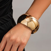 Thumbnail for Minimalist Cut Surface Wide Cuff Bangle Bracelet - ArtGalleryZen