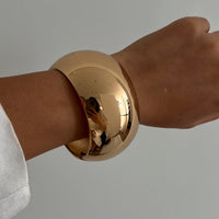 Thumbnail for Minimalist Cut Surface Wide Cuff Bangle Bracelet - ArtGalleryZen