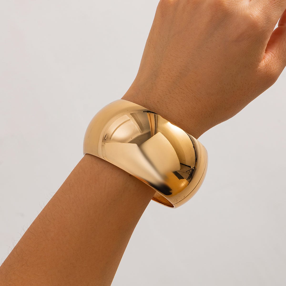 Minimalist Cut Surface Wide Cuff Bangle Bracelet