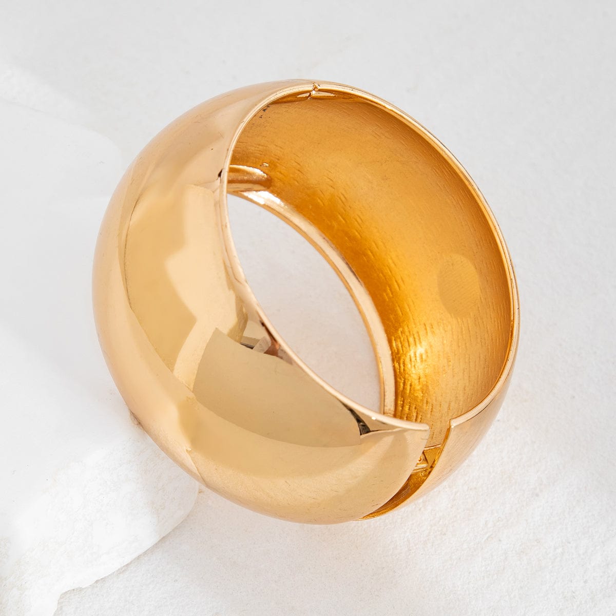 Minimalist Cut Surface Wide Cuff Bangle Bracelet