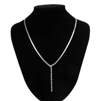 Thumbnail for Minimalist CZ Inlaid Pendant Herringbone Chain Y Necklace