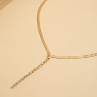 Thumbnail for Minimalist CZ Inlaid Pendant Herringbone Chain Y Necklace