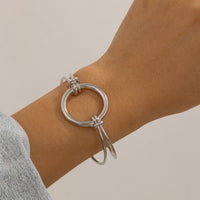 Thumbnail for Minimalist  Duo Knotted Hoop Open Cuff Bangle Bracelet