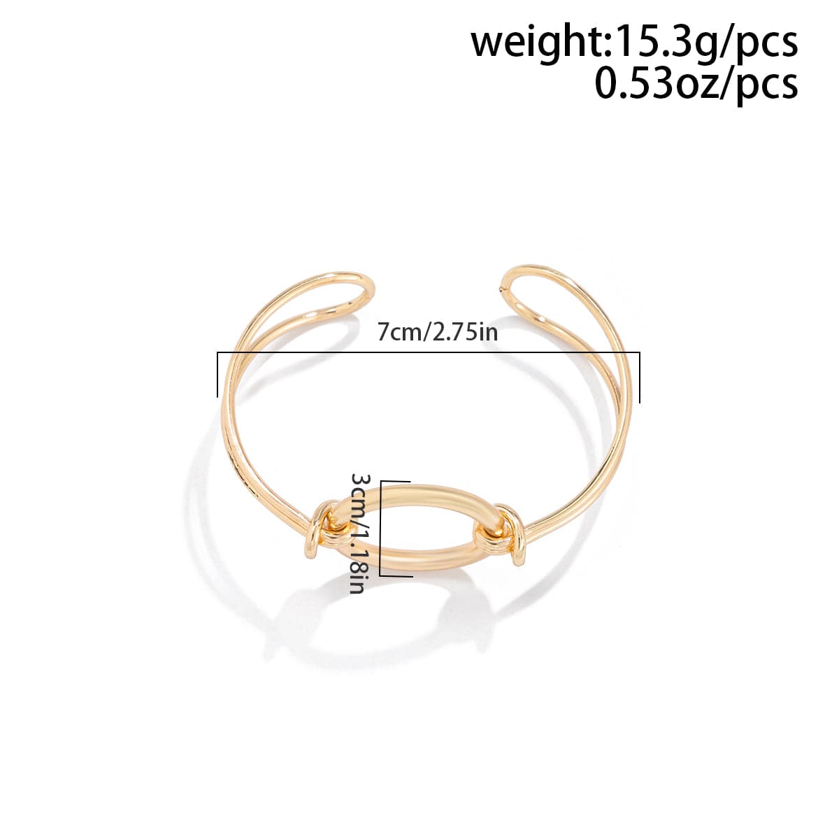 Minimalist  Duo Knotted Hoop Open Cuff Bangle Bracelet