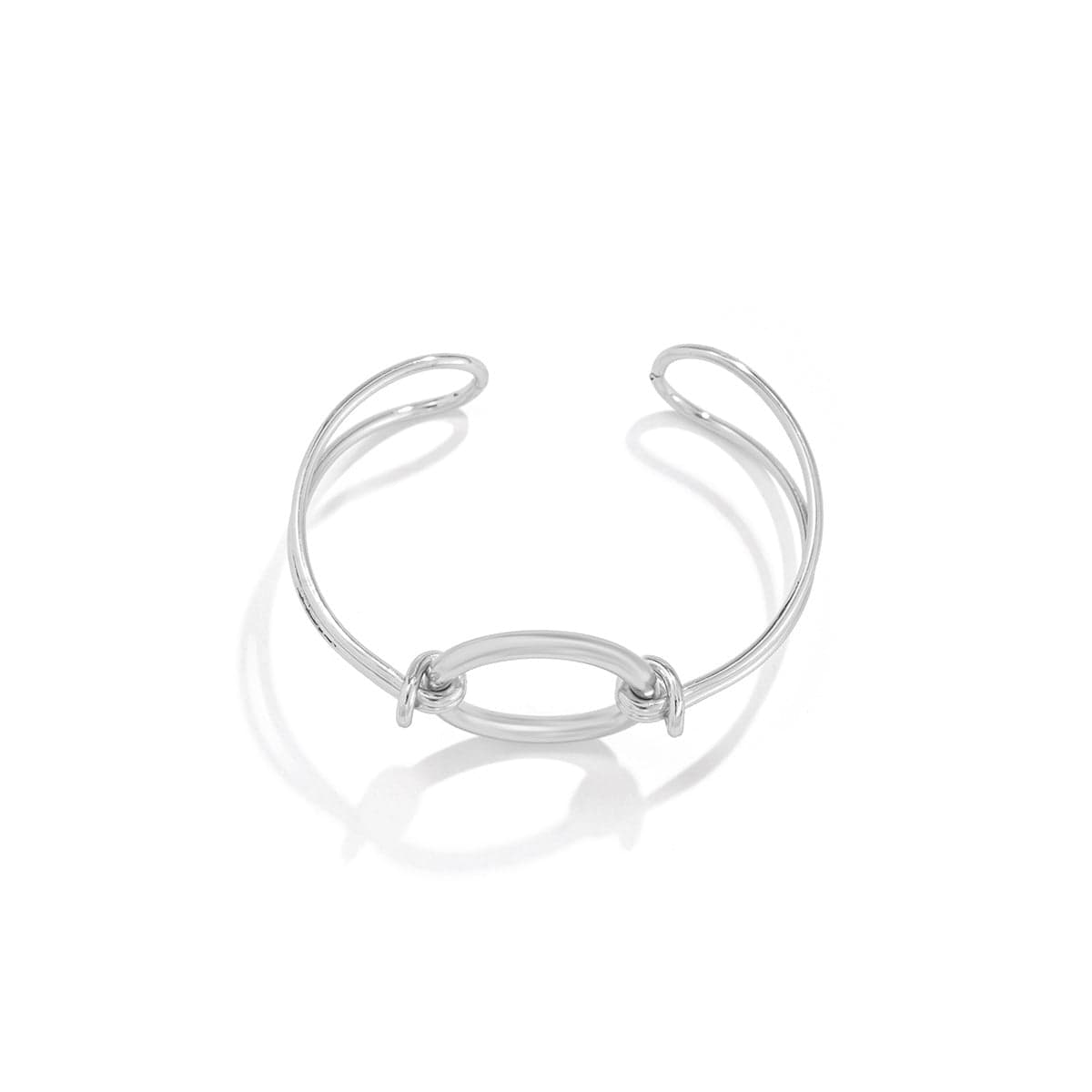 Minimalist  Duo Knotted Hoop Open Cuff Bangle Bracelet