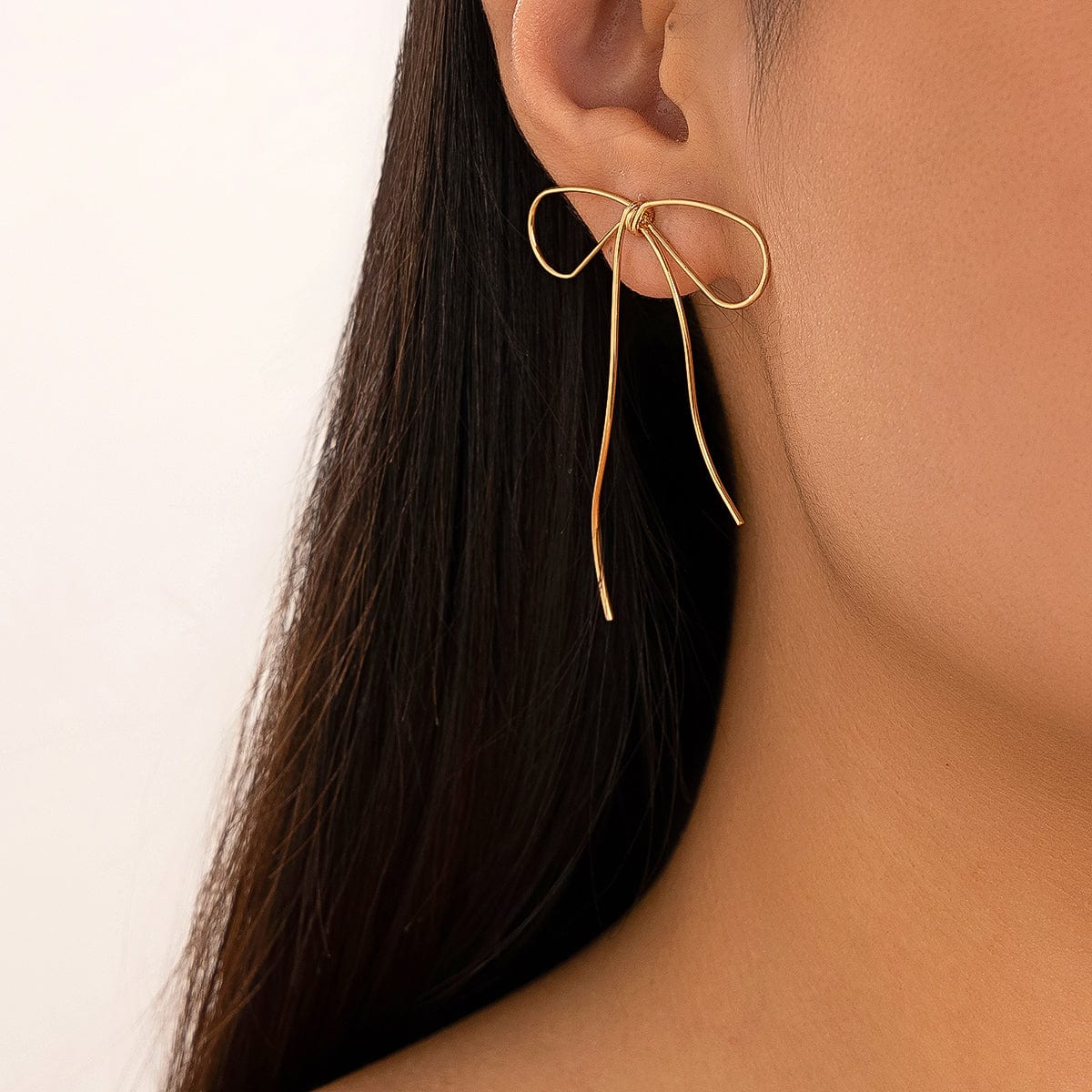 Minimalist Elegant Gold Silver Tone Bowknot Earrings