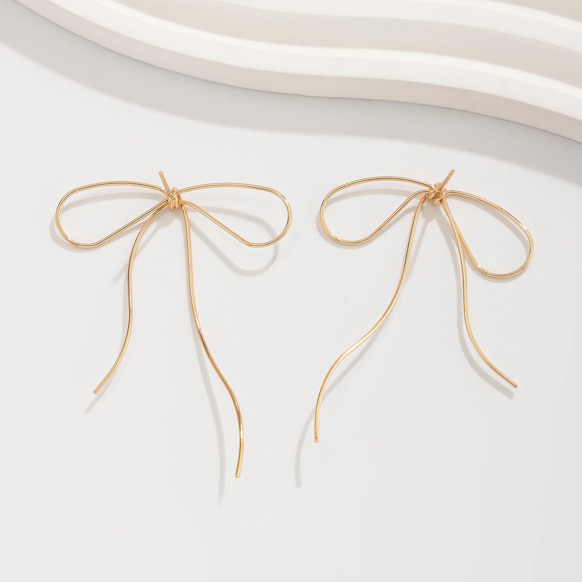 Minimalist Elegant Gold Silver Tone Bowknot Earrings