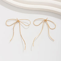 Thumbnail for Minimalist Elegant Gold Silver Tone Bowknot Earrings