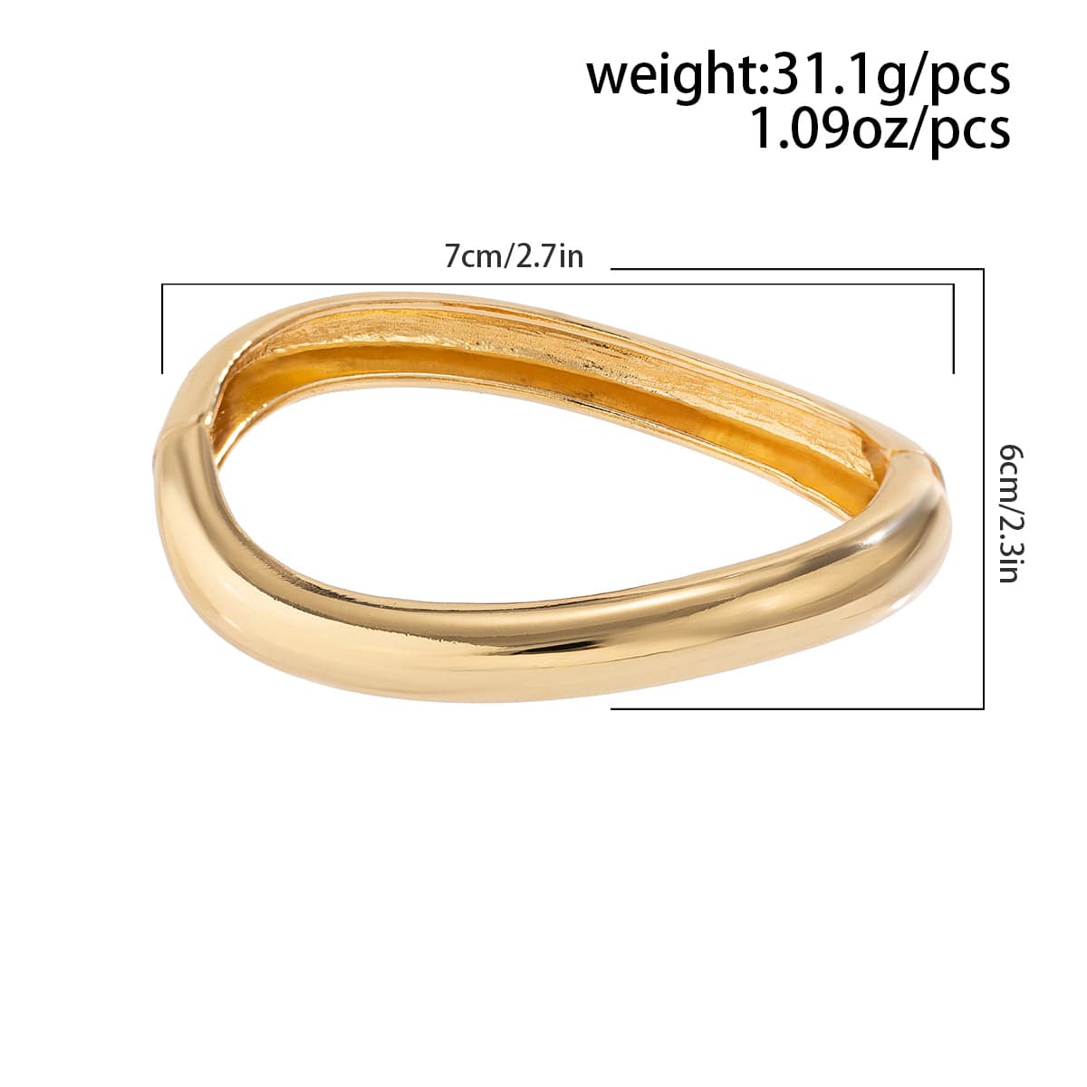 Geometric Minimalist Glossy Curved Bangle Bracelet