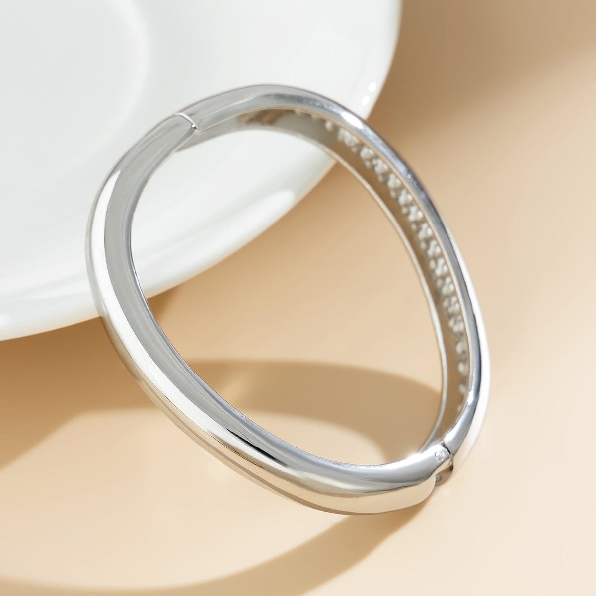 Geometric Minimalist Glossy Curved Bangle Bracelet