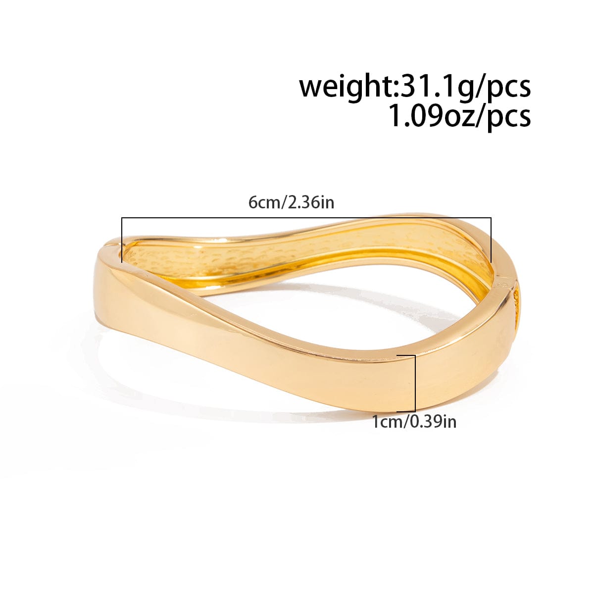 Minimalist Glossy Curved Bangle Bracelet - ArtGalleryZen