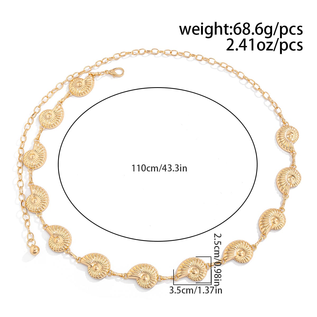 Minimalist Gold Plated Conch Waist Chain - ArtGalleryZen