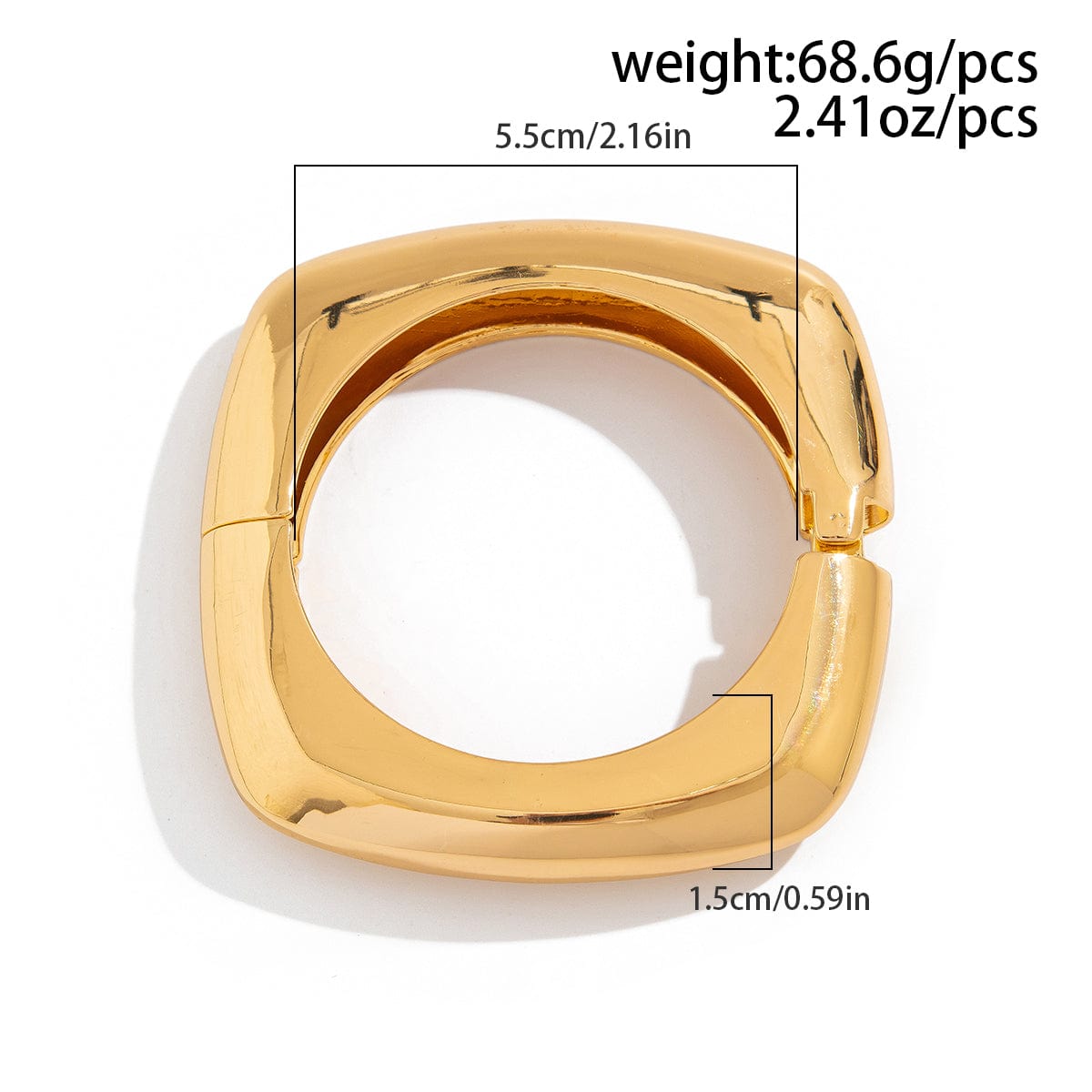 Minimalist Gold Plated Square Bangle Bracelet - ArtGalleryZen