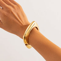 Thumbnail for Minimalist Gold Plated Square Bangle Bracelet - ArtGalleryZen