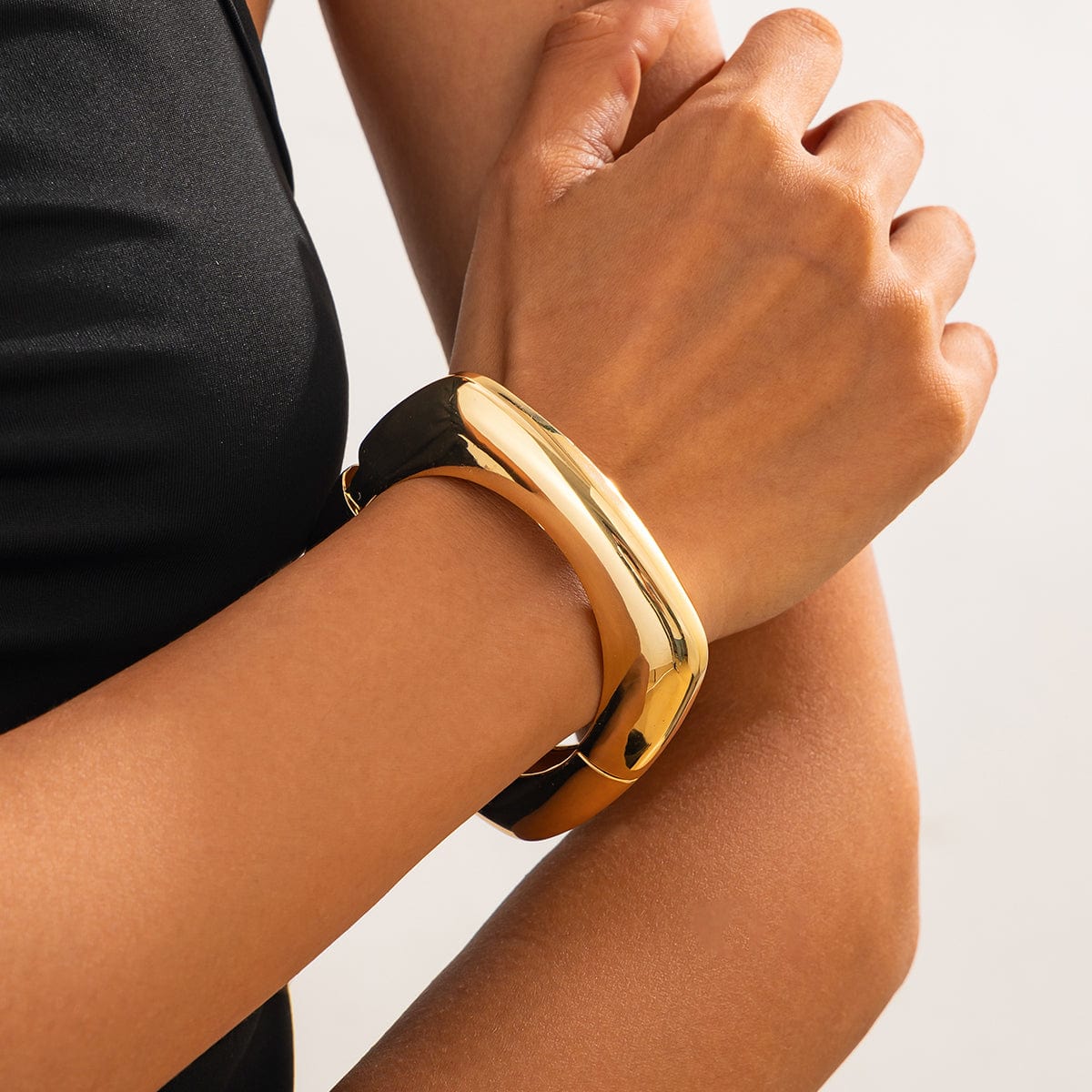 Minimalist Gold Plated Square Bangle Bracelet