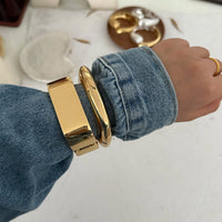 Thumbnail for Minimalist Gold Plated Square Bangle Bracelet