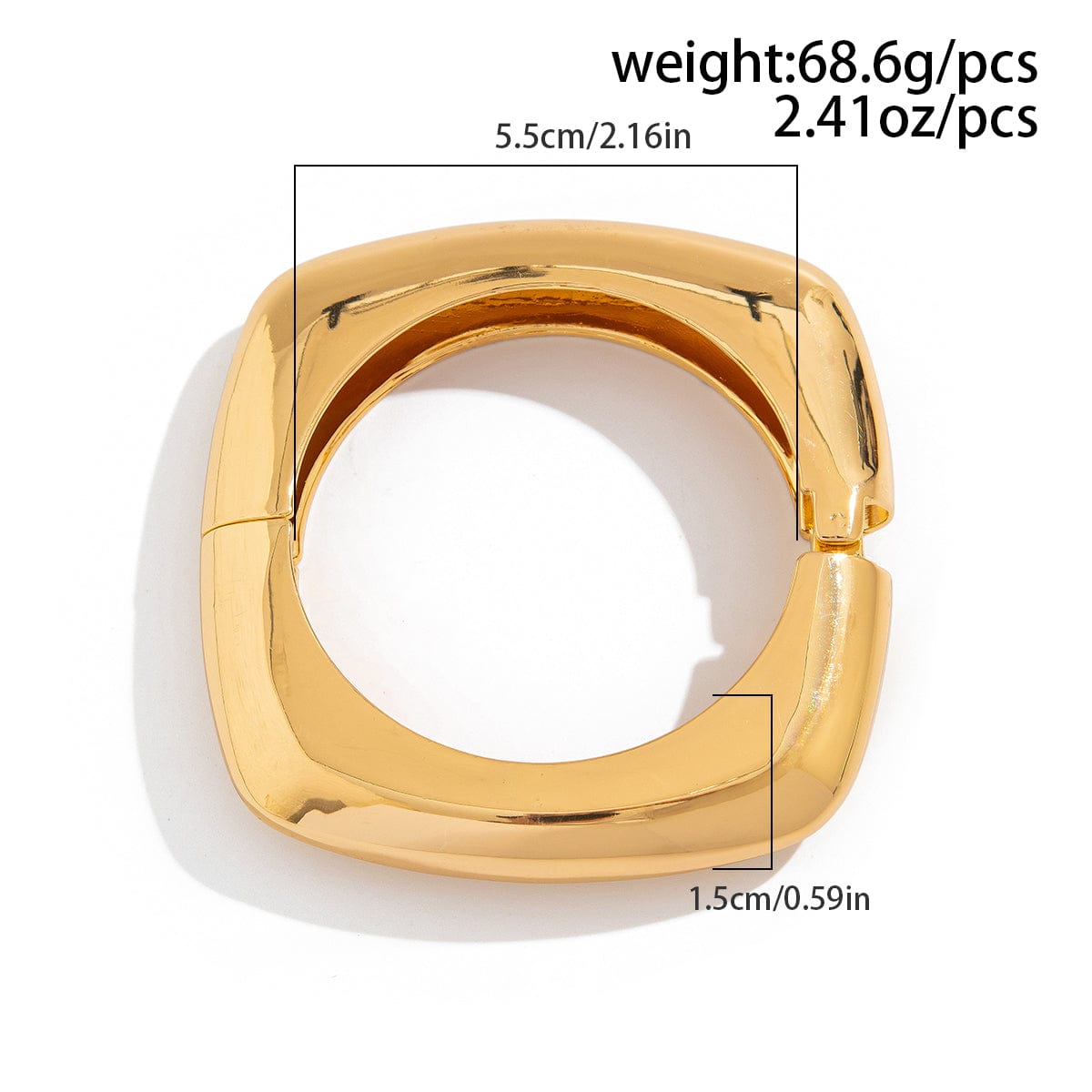 Minimalist Gold Plated Square Bangle Bracelet