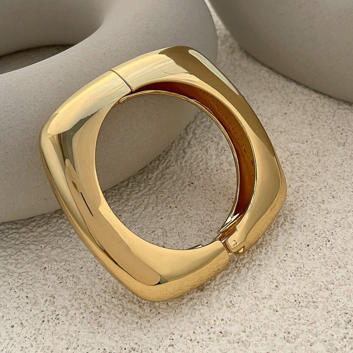 Minimalist Gold Plated Square Bangle Bracelet