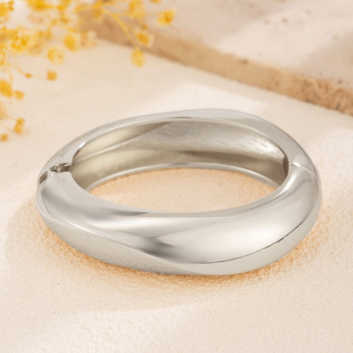 Minimalist Gold Silver Plated Curved Bangle Bracelet