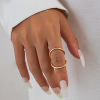 Thumbnail for Minimalist Gold Silver Plated Duo Circle Ring - ArtGalleryZen
