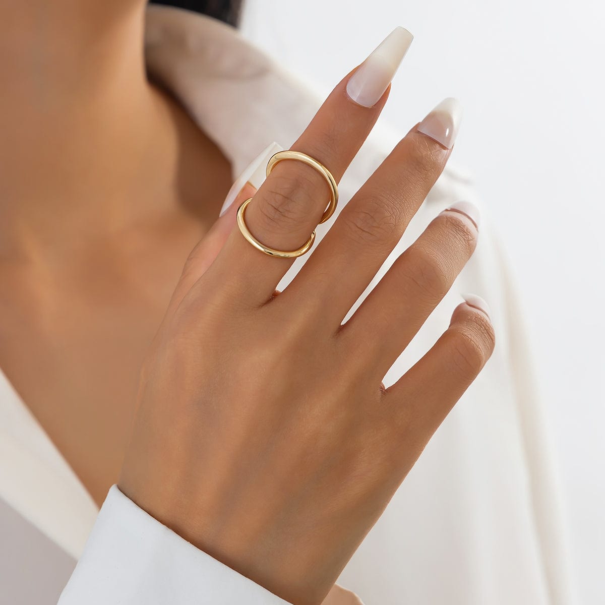 Minimalist Gold Silver Plated Duo Circle Ring - ArtGalleryZen