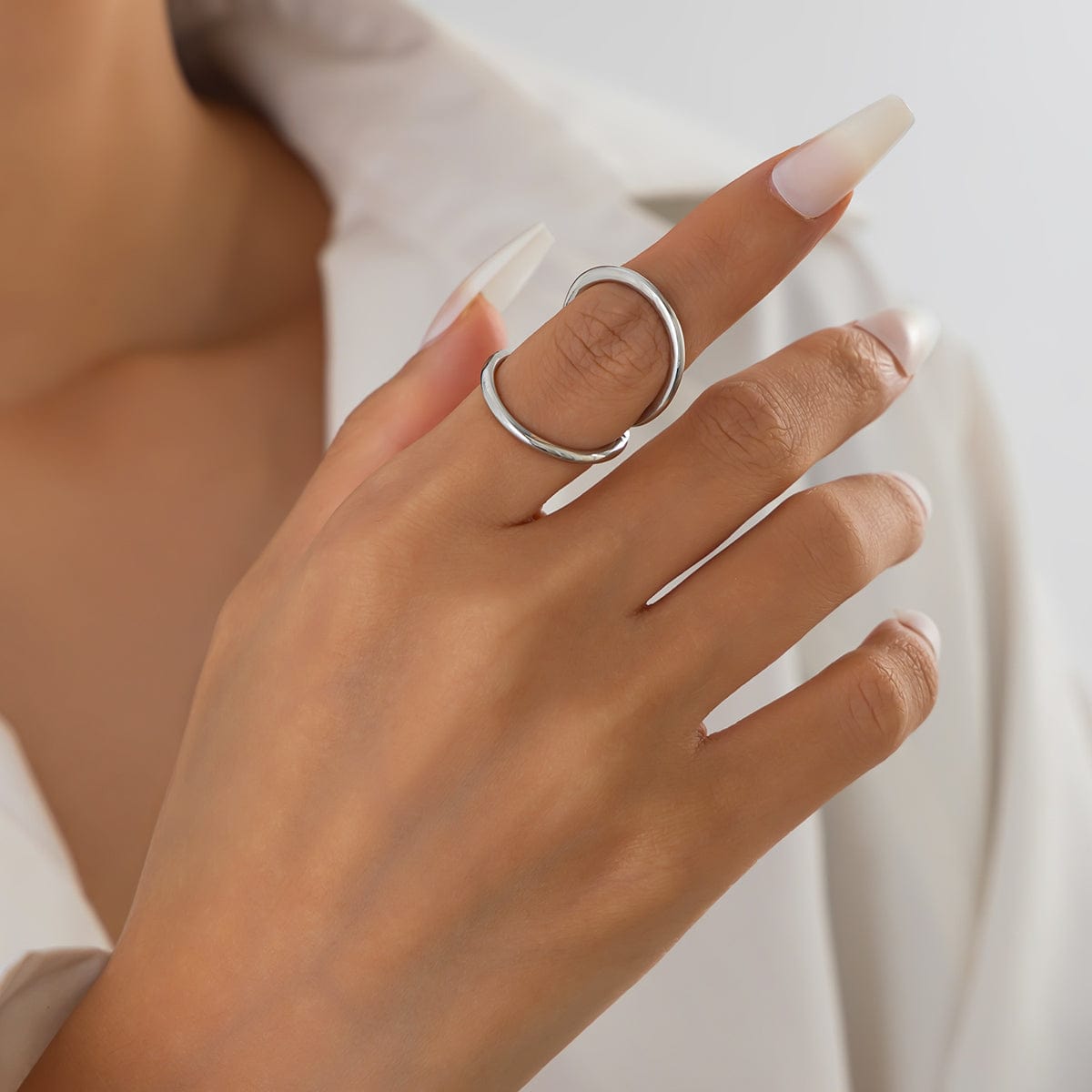 Minimalist Gold Silver Plated Duo Circle Ring