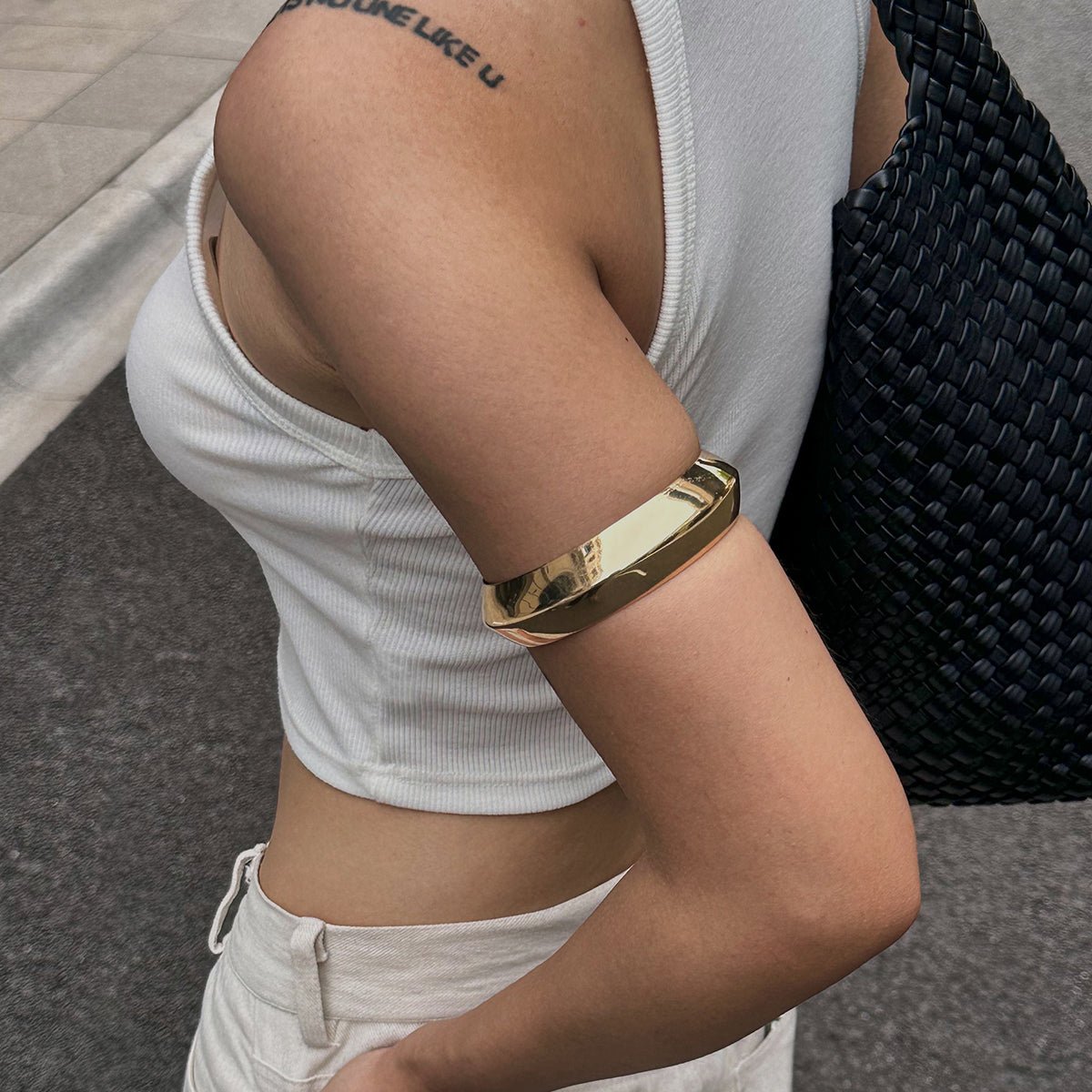 Minimalist Gold Silver Plated Glossy Arm Cuff - ArtGalleryZen