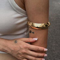 Thumbnail for Minimalist Gold Silver Plated Glossy Arm Cuff - ArtGalleryZen
