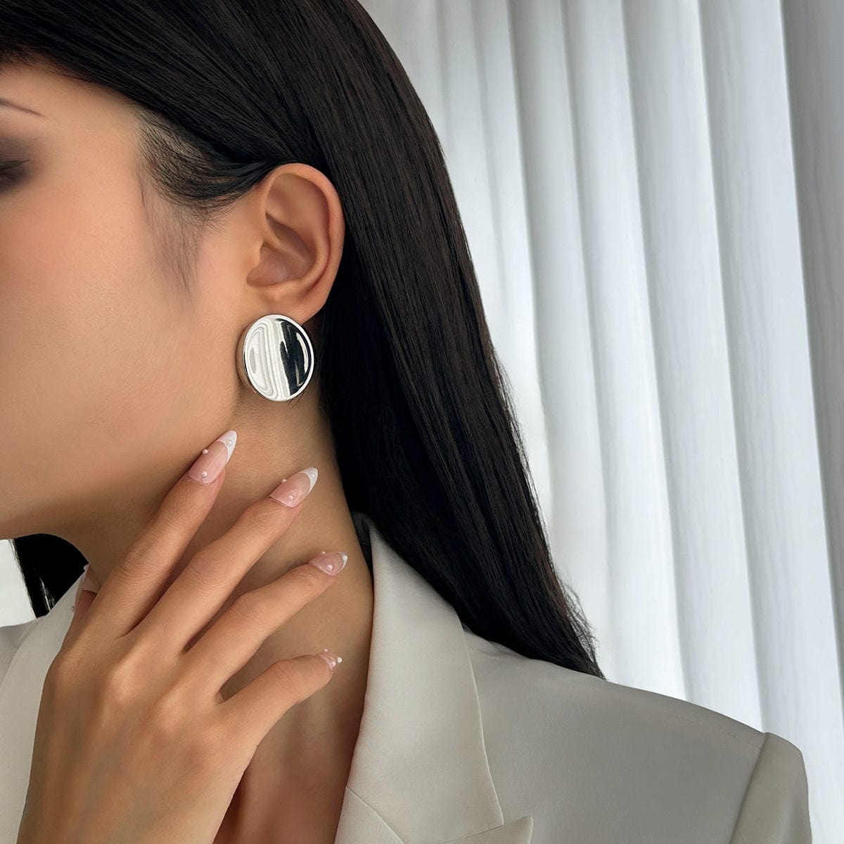 Minimalist Gold Silver Plated Glossy Mirror Earrings - ArtGalleryZen