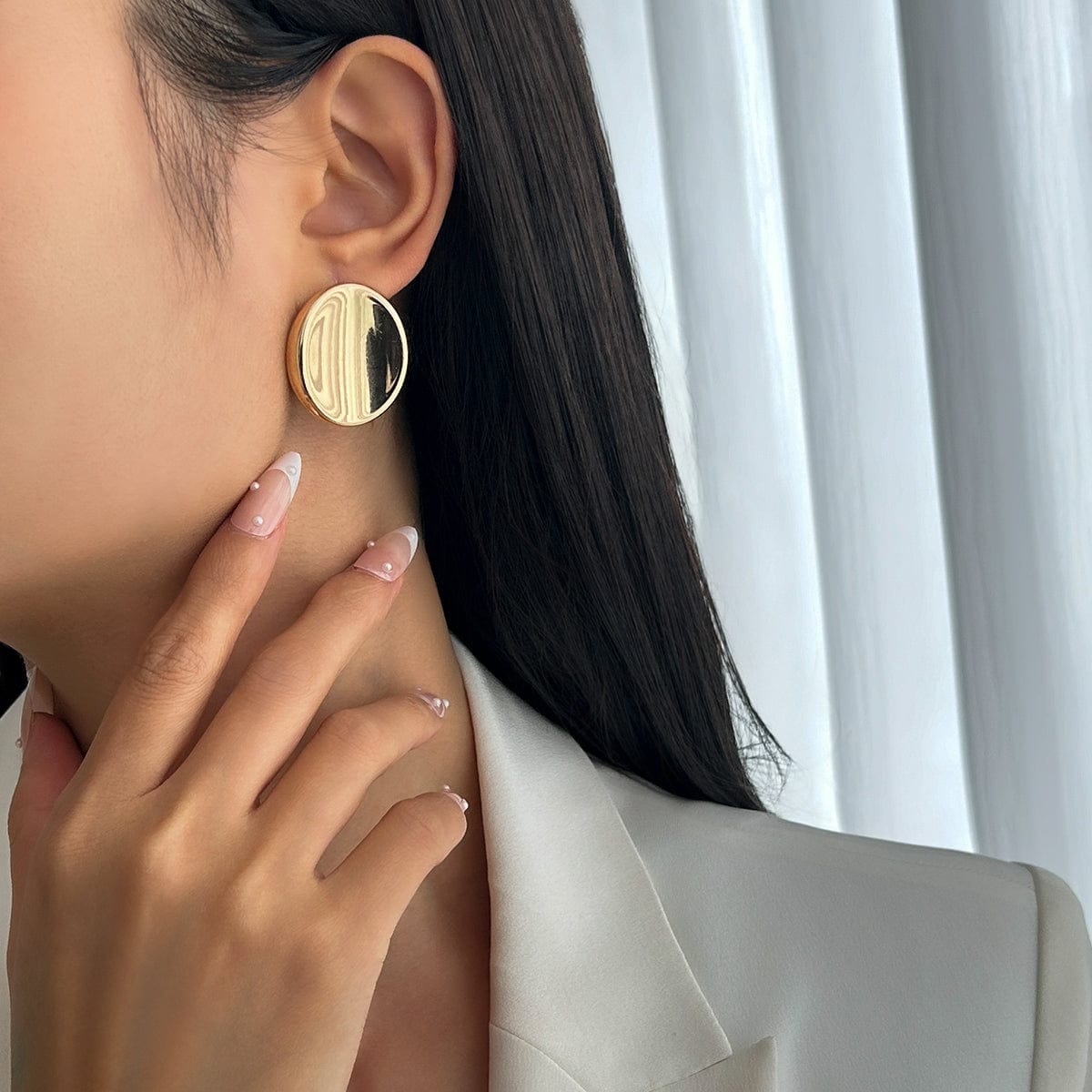 Minimalist Gold Silver Plated Glossy Mirror Earrings