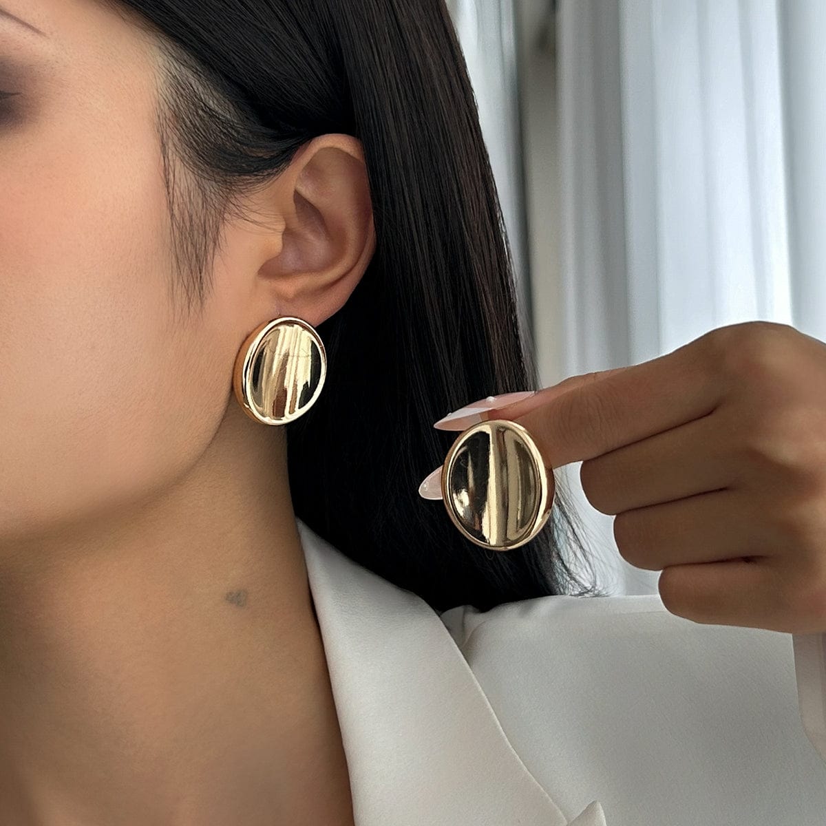 Minimalist Gold Silver Plated Glossy Mirror Earrings