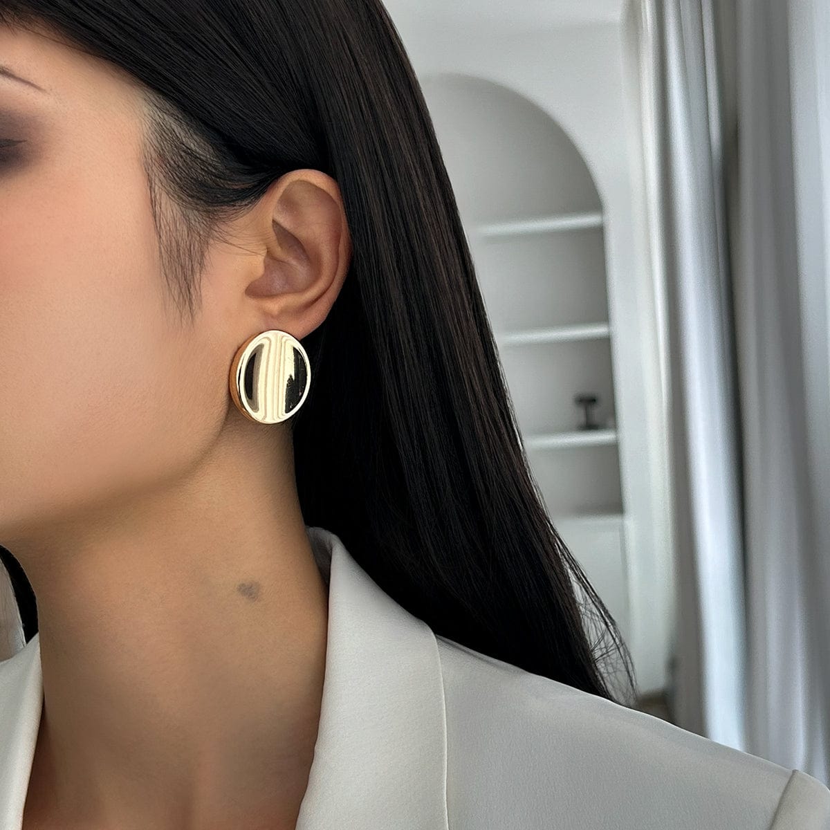 Minimalist Gold Silver Plated Glossy Mirror Earrings