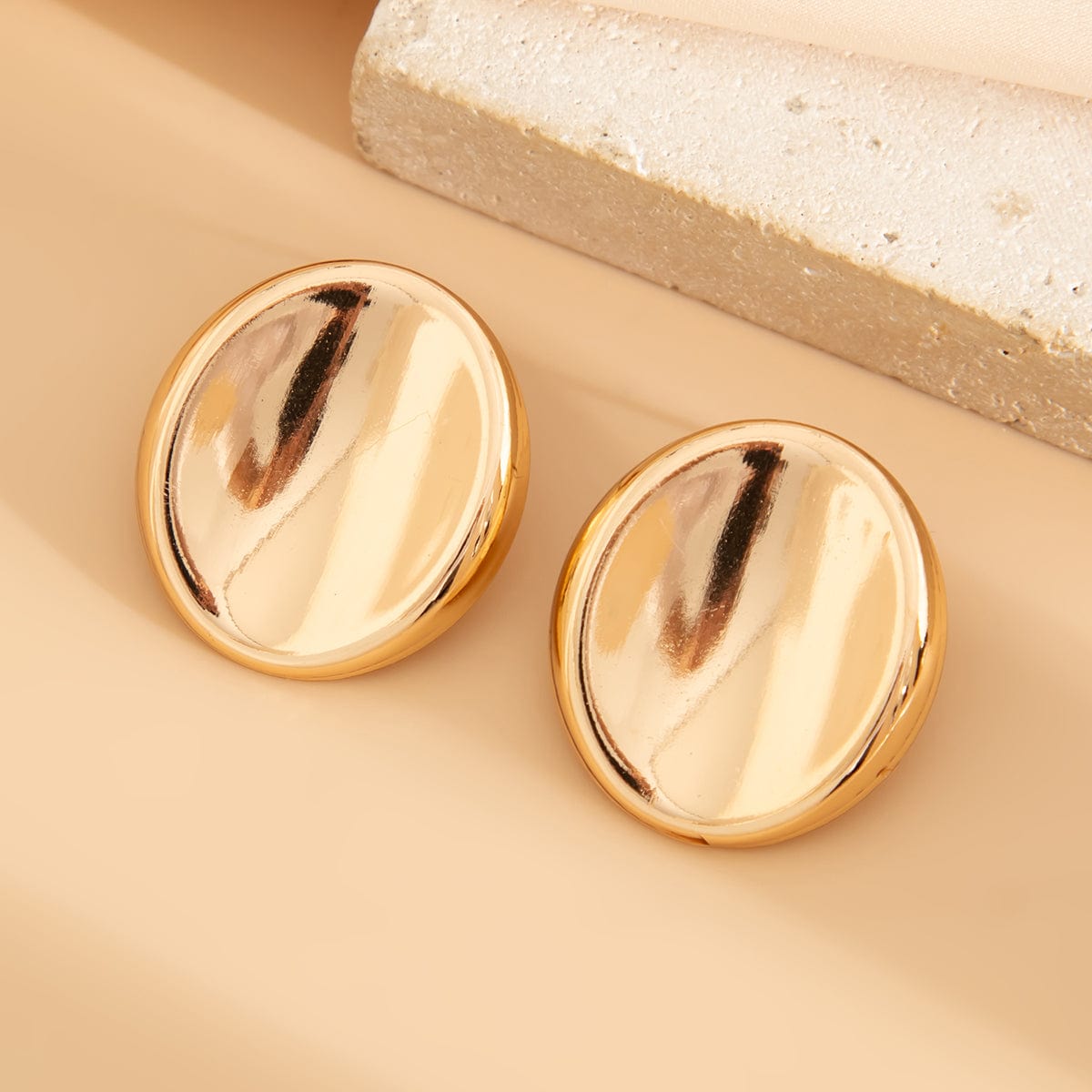 Minimalist Gold Silver Plated Glossy Mirror Earrings