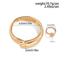 Thumbnail for Minimalist Gold Silver Plated Glossy Open Ring Bangle Bracelet Set