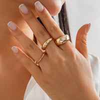 Thumbnail for Minimalist Gold Silver Plated Glossy Open Ring Set