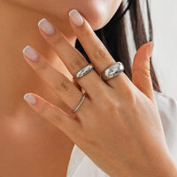 Thumbnail for Minimalist Gold Silver Plated Glossy Open Ring Set