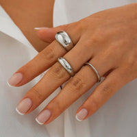 Thumbnail for Minimalist Gold Silver Plated Glossy Open Ring Set