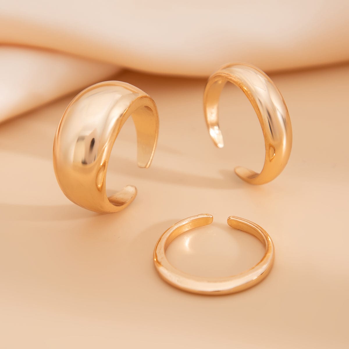 Minimalist Gold Silver Plated Glossy Open Ring Set